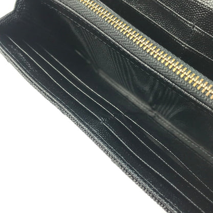 【中古品】【レディース】 SAINT LAURENT PARIS サンローランパリ カサンドラ マトラッセ ラージ フラップウォレット 372264BOW011000 プードル エンボスレザー イタリア製 長財布 181-250307-yk-11-tag カラー：ブラック 万代Net店