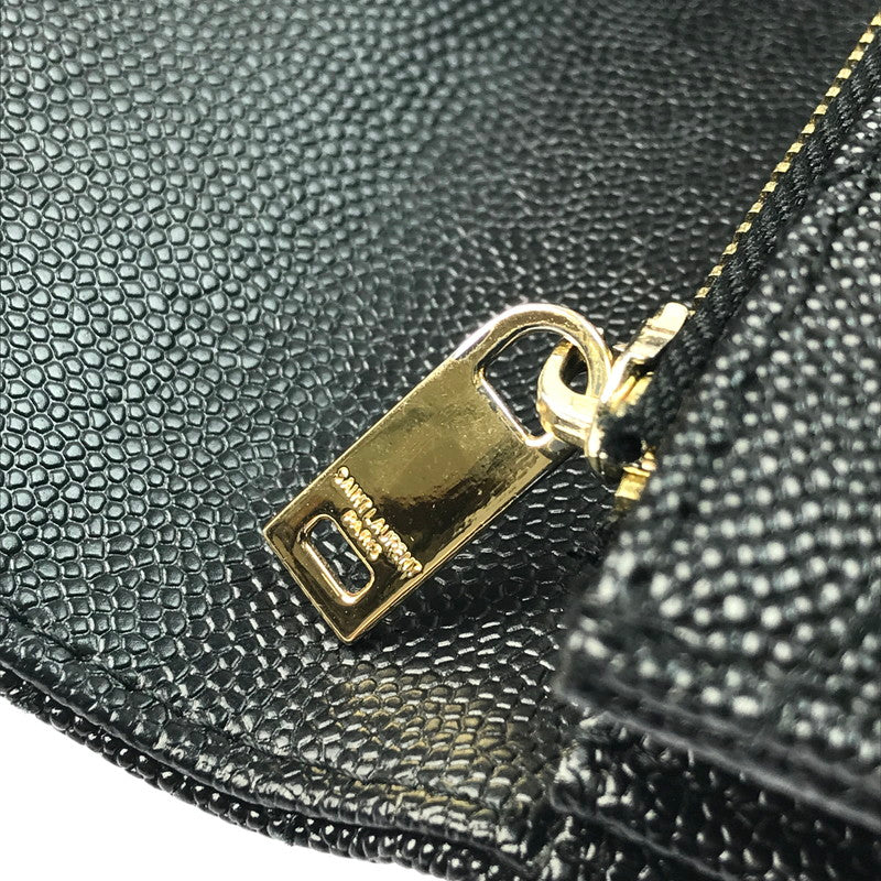 【中古品】【レディース】 SAINT LAURENT PARIS サンローランパリ カサンドラ マトラッセ ラージ フラップウォレット 372264BOW011000 プードル エンボスレザー イタリア製 長財布 181-250307-yk-11-tag カラー：ブラック 万代Net店