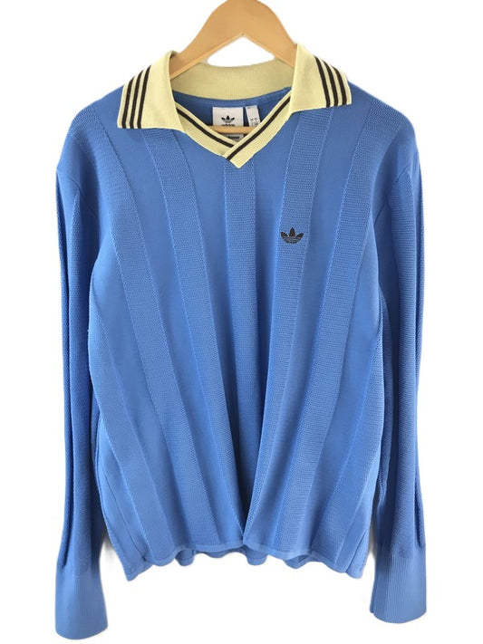 【中古品】【メンズ】 adidas アディダス ×WALES BONNER ウェールズボナー  WB KNIT FTBL L/S  IN5954 ロングスリーブ フットボール ニット 長袖ポロシャツ トップス 141-250228-ki-07-tag サイズ：L カラー：ブルー 万代Net店