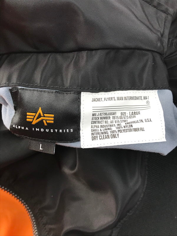 【中古品】【メンズ】 ALPHA アルファ MA-1 FLIGHT JACKET 0615-00-573-8335 フライトジャケット 中綿ジャケット ミリタリージャケット アウター 145-250308-hi-03-tag サイズ：L カラー：ブラック 万代Net店