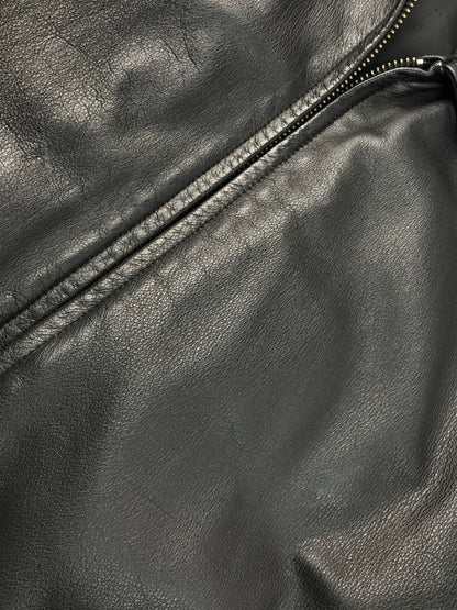 【中古品】【メンズ】  CROFT&BARROW クロフトアンドバロー LEATHER ZIP UP BLOUSON レザー ジップアップブルゾン アウター 146-250304-hi-09-tag サイズ：L カラー：ブラック 万代Net店