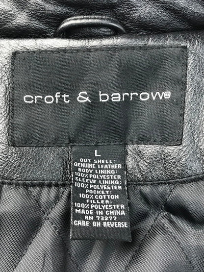 【中古品】【メンズ】  CROFT&BARROW クロフトアンドバロー LEATHER ZIP UP BLOUSON レザー ジップアップブルゾン アウター 146-250304-hi-09-tag サイズ：L カラー：ブラック 万代Net店