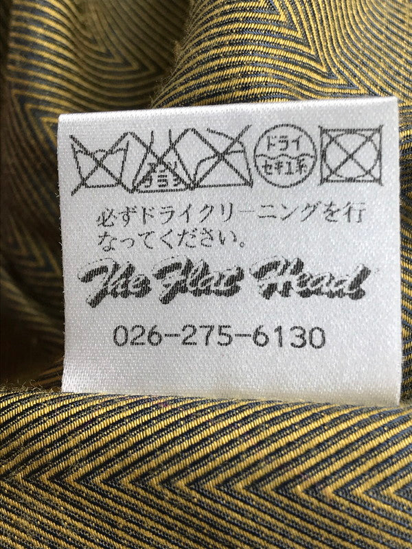 【中古品】【メンズ】 THE FLAT HEAD ザフラットヘッド BLACK MINT ブラックミント CHECK WOOL CHECK P COAT 襟レザー 鹿革 チェック柄 ウールピーコート アウター 145-250304-hi-08-tag サイズ：42 カラー：ブラック/レッド 万代Net店