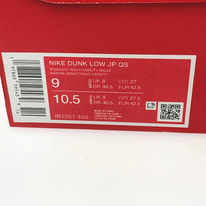 【中古美品】【メンズ】 NIKE ナイキ DUNK LOW JP QS IB2051-400 ダンク ロー ジャパン クイックストライク スニーカー 靴 160-250311-yk-01-tag サイズ：27cm/US9 カラー："WHAT THE" MIDNIGHT NAVY/VARSITY MAIZE 万代Net店