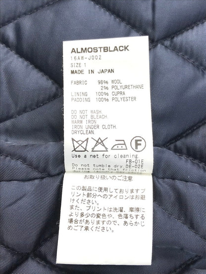 【中古品】【メンズ】  ALMOSTBLACK オールモストブラック PAINTING QUILTING RIDERS JACKET 16AW-J002 ペインティング キルティング ライダースジャケット アウター 140-250308-hi-01-tag サイズ：1 カラー：ネイビー 万代Net店