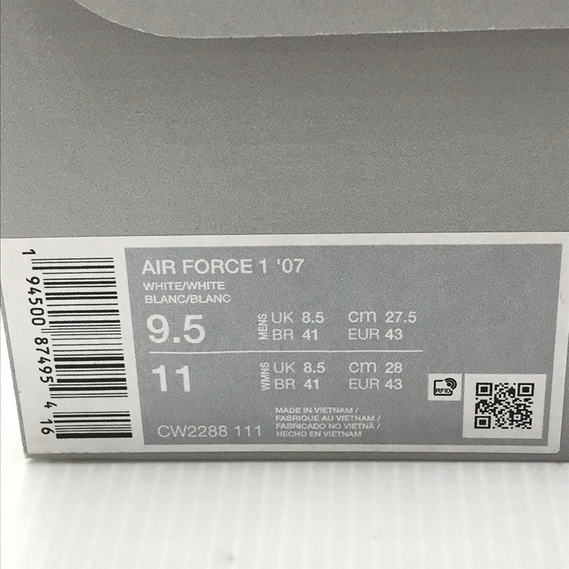 【中古美品】【メンズ】 NIKE ナイキ AIR FORCE 1 07 CW2288-111 エア フォース 1 07 スニーカー 靴 160-250307-yk-24-tag サイズ：27.5cm/US9.5 カラー：WHITE/WHITE 万代Net店