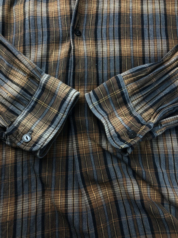 【中古品】【メンズ】  USED 60's-70's GRANDPA SHIRT 60-70年代 グランパシャツ チェック 長袖シャツ 146-250313-hi-20-tag サイズ：不明 カラー：ブラウン 万代Net店