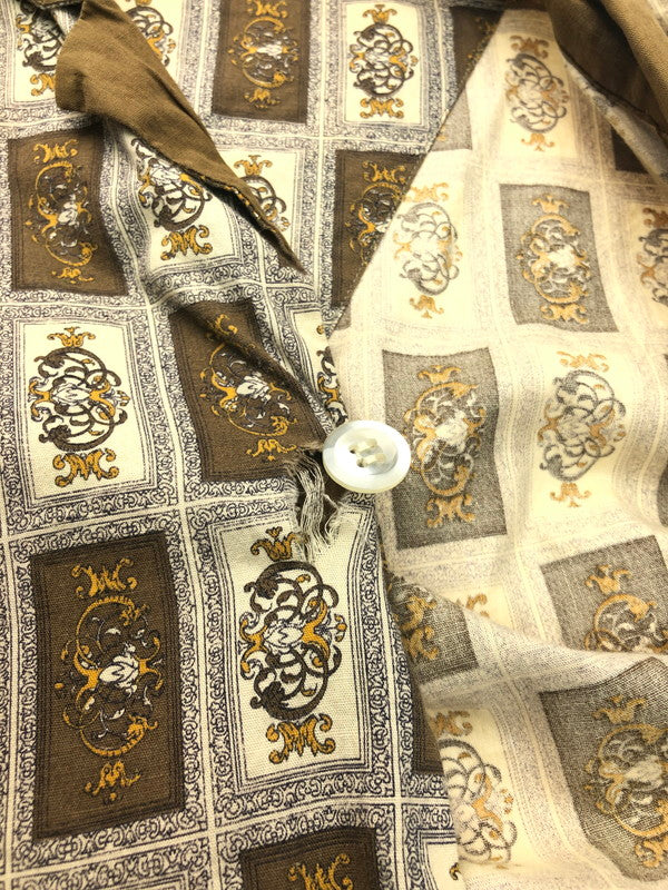 【現状渡し品】【メンズ】 TOWN CRAFT タウンクラフト 60's 60年代 L/S OPEN COLLAR SHIRT オープンカラーシャツ 総柄 長袖シャツ 146-250313-hi-14-tag サイズ：M カラー：ブラウン 万代Net店