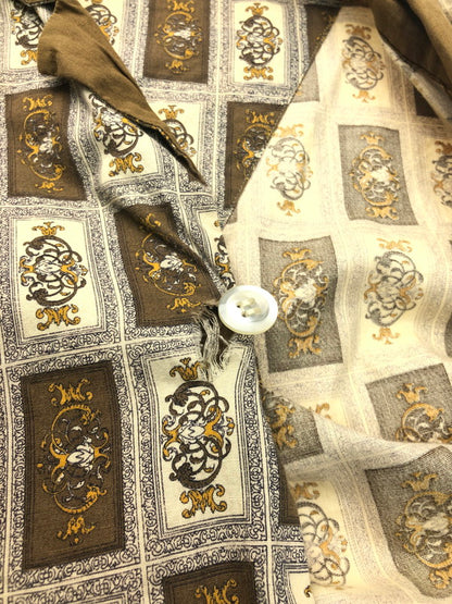 【現状渡し品】【メンズ】 TOWN CRAFT タウンクラフト 60's 60年代 L/S OPEN COLLAR SHIRT オープンカラーシャツ 総柄 長袖シャツ 146-250313-hi-14-tag サイズ：M カラー：ブラウン 万代Net店