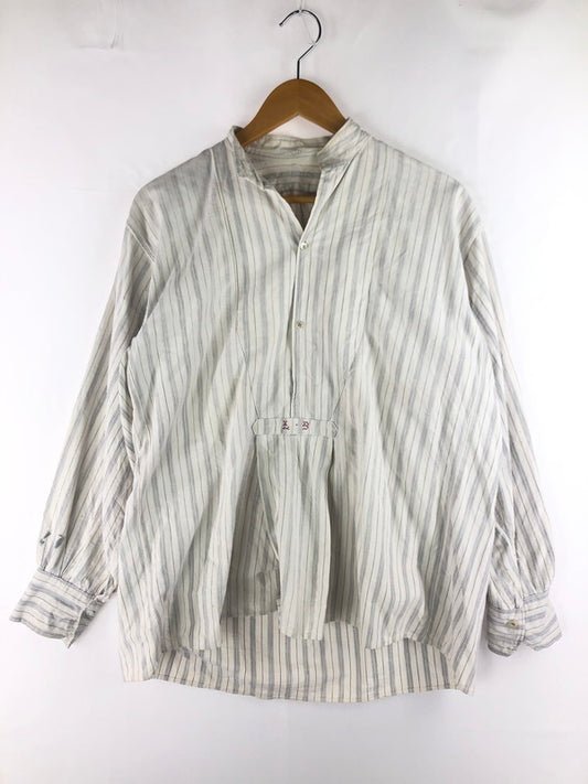 【現状渡し品】【メンズ】  USED EURO VINTAGE ユーロヴィンテージ 40-60's GRANDPA SHIRT 40-60年代 グランパシャツ 長袖 ストライプ柄 シャツ 146-250313-hi-19-tag サイズ：表記なし カラー：ホワイト 万代Net店