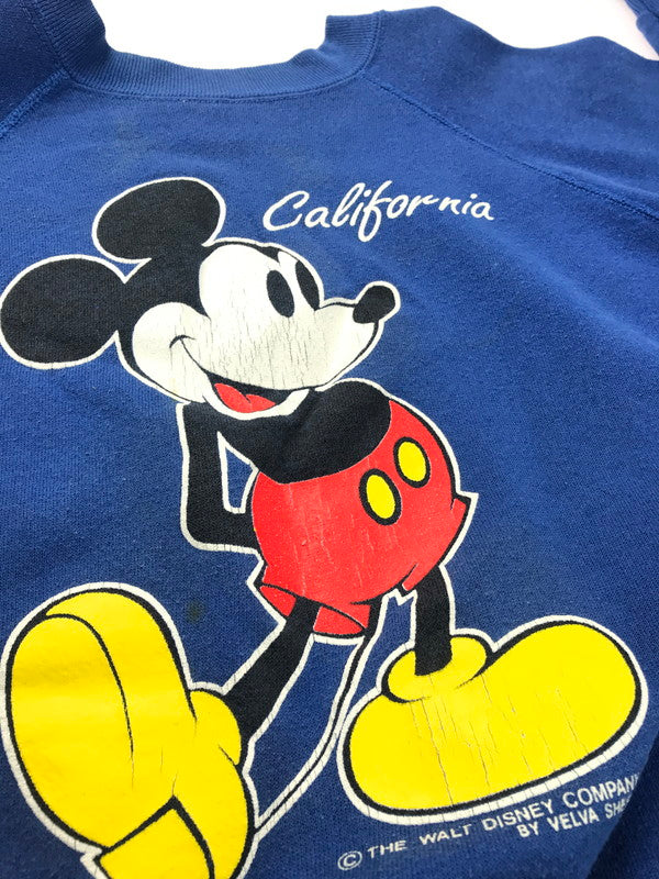 【中古品】【メンズ】 Velva Sheen ベルバシーン 90's MICKEY MOUSE RAGLAN SLEEVE SWEATSHIRT 90年代 ミッキー ラグランスリーブ スウェット トレーナー USA製 146-250308-hi-21-tag サイズ：L カラー：ブルー 万代Net店