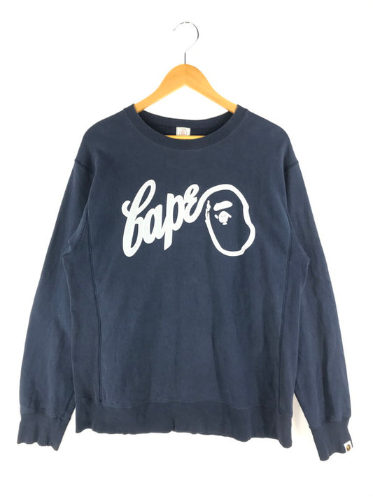 【中古品】【メンズ】 A BATHING APE アベイシングエイプ BAPE LOGO PRINT SWEAT ベイプ ロゴプリントスウェット トレーナー 142-250308-hi-13-tag サイズ：M カラー：ネイビー 万代Net店