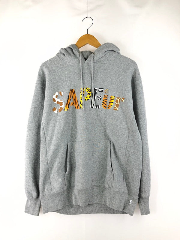 【中古品】【メンズ】  SAPEur サプール × ATMOS アトモス 別注 コラボ SAFARI LOGO PRINT HOODIE サファリ ロゴ プリント フーディー パーカー トップス 142-250314-yk-01-tag サイズ：L カラー：グレー 万代Net店