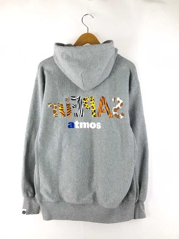 【中古品】【メンズ】  SAPEur サプール × ATMOS アトモス 別注 コラボ SAFARI LOGO PRINT HOODIE サファリ ロゴ プリント フーディー パーカー トップス 142-250314-yk-01-tag サイズ：L カラー：グレー 万代Net店