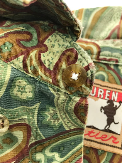 【中古品】【メンズ】 RALPH LAUREN ラルフローレン CHAPS FRONTIER チャップス フロンティア 90's B.D L/S PAISLEY SHIRT 90年代 ボタンダウン ロングスリーブ ペーズリーシャツ 長袖シャツ 146-250304-hi-14-tag サイズ：L カラー：グリーン系 万代Net店