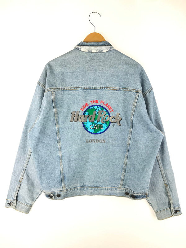 【中古品】【メンズ】  ＨARDROCK CAFE ハードロックカフェ DENIM JACKET デニムジャケット 台湾製 ロゴ刺繍 ライトアウター 146-250313-hi-27-tag サイズ：XL カラー：ライトインディゴ 万代Net店