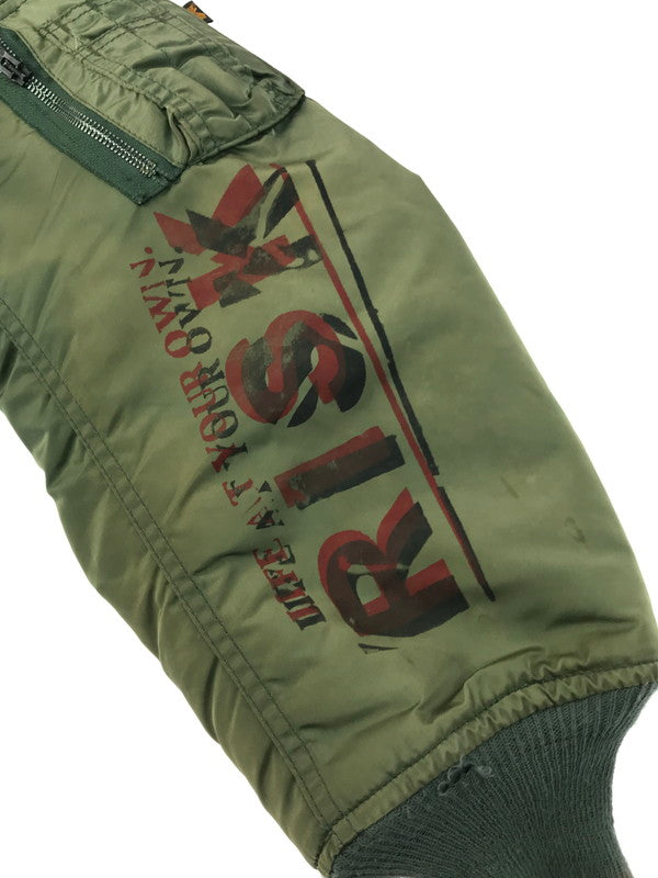 【現状渡し品】【メンズ】 ALPHA アルファ × RISK リスク コラボ MA-1 REMAKE FLIGHT JACKET リメイクフライトジャケット 中綿ジャケット アウター 145-250313-hi-30-tag サイズ：L カラー：カーキ 万代Net店