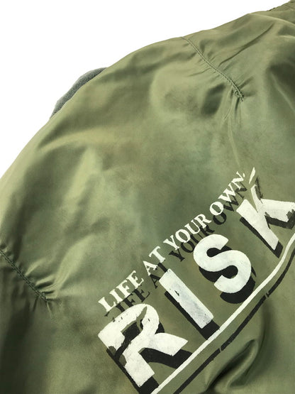 【現状渡し品】【メンズ】 ALPHA アルファ × RISK リスク コラボ MA-1 REMAKE FLIGHT JACKET リメイクフライトジャケット 中綿ジャケット アウター 145-250313-hi-30-tag サイズ：L カラー：カーキ 万代Net店