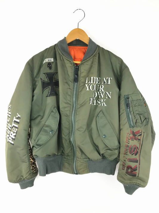 【現状渡し品】【メンズ】 ALPHA アルファ × RISK リスク コラボ MA-1 REMAKE FLIGHT JACKET リメイクフライトジャケット 中綿ジャケット アウター 145-250313-hi-30-tag サイズ：L カラー：カーキ 万代Net店