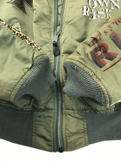 【現状渡し品】【メンズ】 ALPHA アルファ × RISK リスク コラボ MA-1 REMAKE FLIGHT JACKET リメイクフライトジャケット 中綿ジャケット アウター 145-250313-hi-30-tag サイズ：L カラー：カーキ 万代Net店