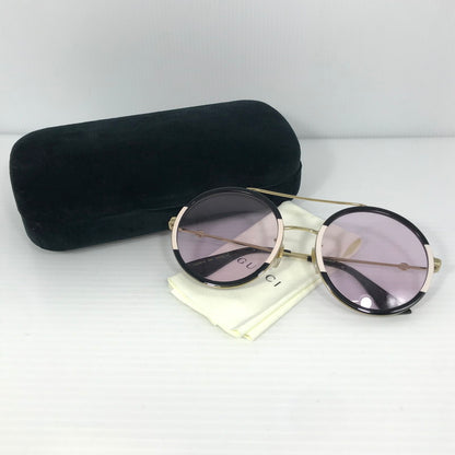 【中古品】【メンズ】 GUCCI グッチ SUNGLASSES GG0061S ラウンドデザイン サングラス アイウェア アクセサリー 183-250315-hi-14-tag サイズ：56ロ22 140 カラー：パープル/ブラック 万代Net店