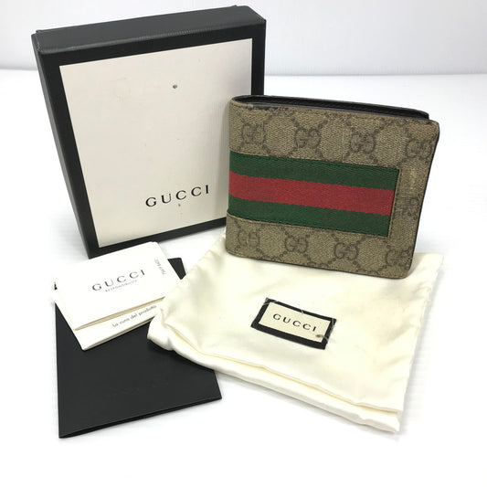 【中古品】【メンズ】 GUCCI グッチ GGスプリーム ニューウェブ コインウォレット 408826-534563 ミディアムウォレット 二つ折り財布 181-250319-hi-05-tag カラー：ブラウン 万代Net店
