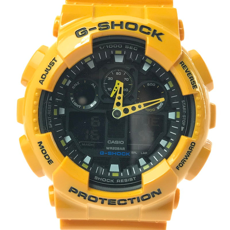 【中古美品】【メンズ】 G-SHOCK ジーショック ANALOG-DIGITAL GA-100A-9ADR アナログ デジタル クォーツ 腕時計 196-260620-na-11-tagh カラー：イエロー 万代Net店