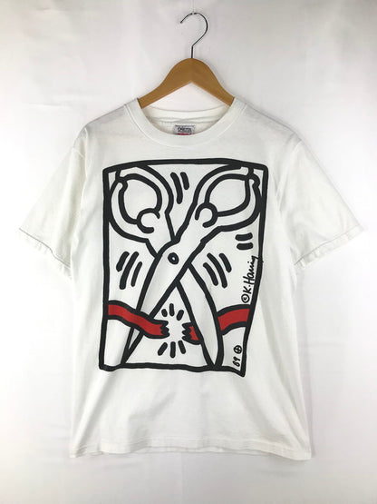 【中古品】【メンズ】 ONEITA オニータ 90's KEITH HARING ART TEE 90年代 キース・ヘリング アートTシャツ ハサミ 銀タグ 半袖Tシャツ 146-250323-hi-11-tag サイズ：L カラー：ホワイト 万代Net店