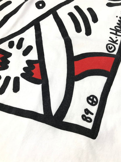 【中古品】【メンズ】 ONEITA オニータ 90's KEITH HARING ART TEE 90年代 キース・ヘリング アートTシャツ ハサミ 銀タグ 半袖Tシャツ 146-250323-hi-11-tag サイズ：L カラー：ホワイト 万代Net店