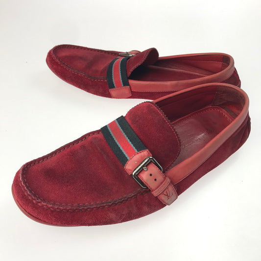 【中古品】【メンズ】 LOUIS VUITTON ルイ・ヴィトン SUEDE LOAFERS スエードローファー ドライビングシューズ 靴 179-250403-yk-09-tag カラー：レッド 万代Net店