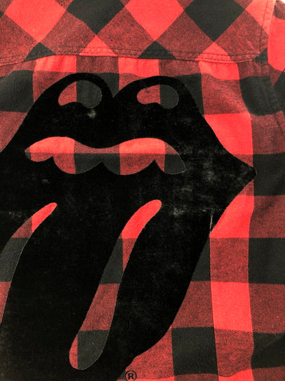 【現状渡し品】【メンズ】 TMT ティーエムティー × THE ROLLING STONES ザ ローリング ストーンズ CHECK SHIRTS TSH-F21SP03 チェックシャツ 長袖シャツ 140-260518-na-16-tagh サイズ：S カラー：レッド系 万代Net店