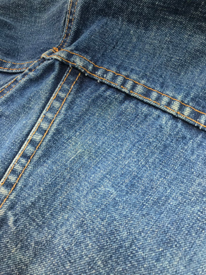 【現状渡し品】【メンズ】 Levi's リーバイス 70's 70505 4th DENIM TRACKER JACKET 70年代 デニム トラッカージャケット Gジャン ボタン裏526 布ケアタグ small e モデル ライトアウター 146-250329-hi-07-tag サイズ：なし カラー：ライトインディゴ 万代Net店