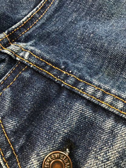 【現状渡し品】【メンズ】 Levi's リーバイス 70's 70505 4th DENIM TRACKER JACKET 70年代 デニム トラッカージャケット Gジャン ボタン裏526 布ケアタグ small e モデル ライトアウター 146-250329-hi-07-tag サイズ：なし カラー：ライトインディゴ 万代Net店