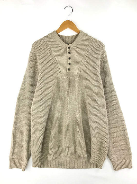 【中古品】【メンズ】 HENLEY NECK KNIT SWEATER ヘンリーネックニットセーター 144-250329-hi-02-tag サイズ：L カラー：ベージュ 万代Net店