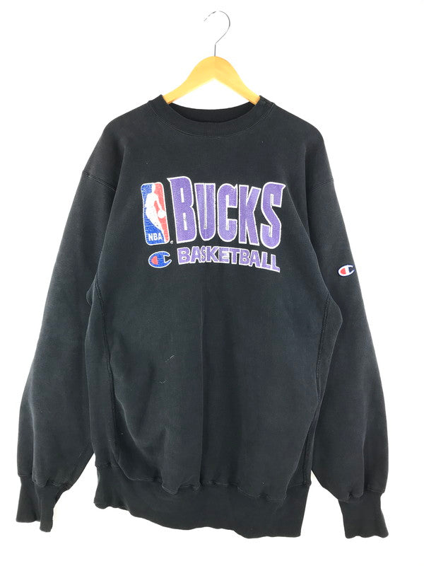 【中古品】【メンズ】 Champion チャンピオン 90's VINTAGE REVERSE WEAVE NBA PRINT SWEATSHIRT 90年代 ヴィンテージ リバースウィーブ NBAプリント スウェット トップス トレーナー 146-250404-yk-08-tag サイズ：XXL カラー：ブラック 万代Net店