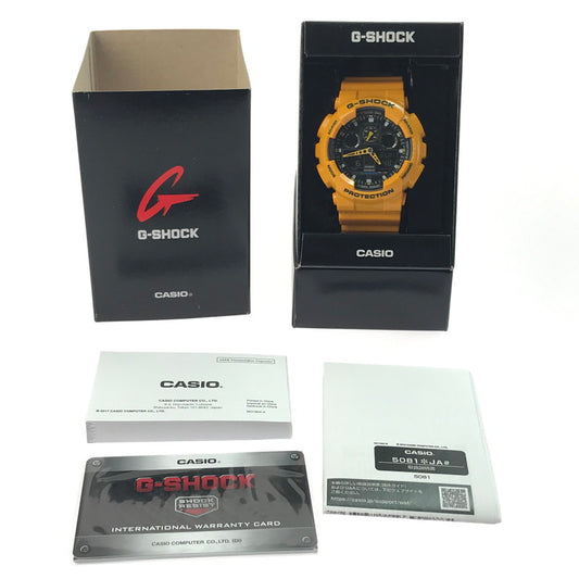 【中古美品】【メンズ】 CASIO カシオ G-SHOCK ANALOG-DIGITAL GA-100A-9AJF ジーショック アナデジ クォーツ 腕時計 196-250410-yk-12-tag カラー：イエロー 万代Net店