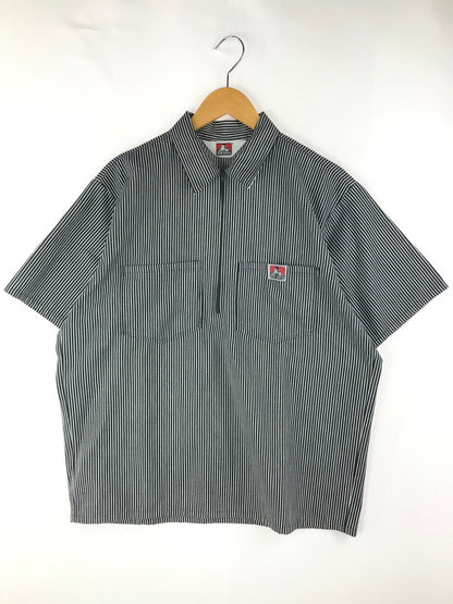 【中古品】【メンズ】 BEN DAVIS ベンデイビス STRIPE HALF ZIP S/S SHIRTS ストライプ ハーフジップ ショートスリーブ シャツ 半袖 トップス 142-250410-yk-02-tag サイズ：L カラー：ブラック/ホワイト 万代Net店