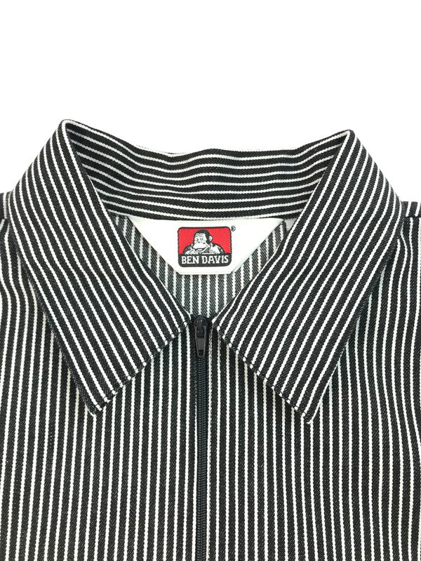 【中古品】【メンズ】 BEN DAVIS ベンデイビス STRIPE HALF ZIP S/S SHIRTS ストライプ ハーフジップ ショートスリーブ シャツ 半袖 トップス 142-250410-yk-02-tag サイズ：L カラー：ブラック/ホワイト 万代Net店