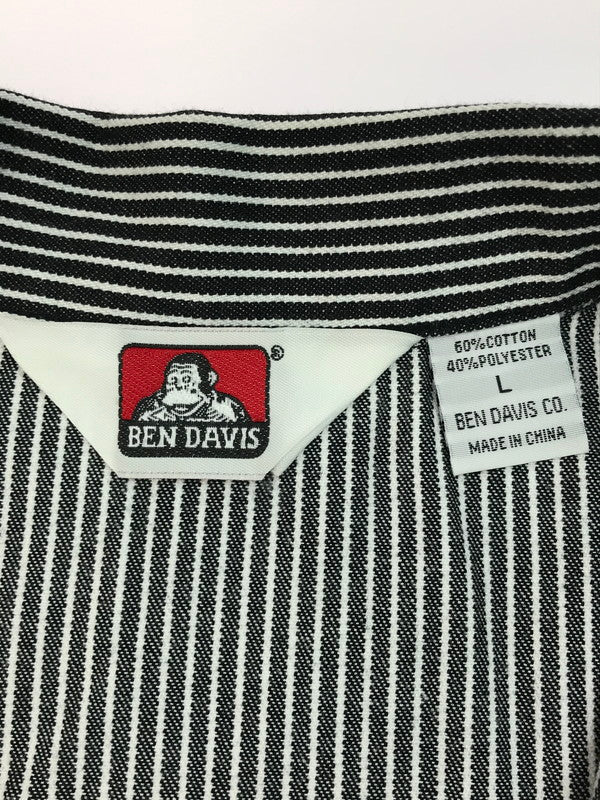 【中古品】【メンズ】 BEN DAVIS ベンデイビス STRIPE HALF ZIP S/S SHIRTS ストライプ ハーフジップ ショートスリーブ シャツ 半袖 トップス 142-250410-yk-02-tag サイズ：L カラー：ブラック/ホワイト 万代Net店