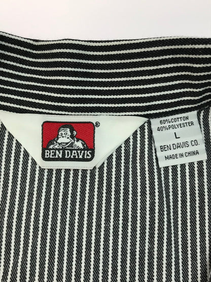 【中古品】【メンズ】 BEN DAVIS ベンデイビス STRIPE HALF ZIP S/S SHIRTS ストライプ ハーフジップ ショートスリーブ シャツ 半袖 トップス 142-250410-yk-02-tag サイズ：L カラー：ブラック/ホワイト 万代Net店
