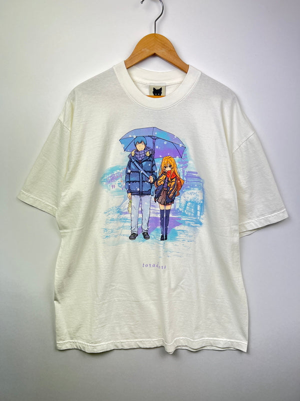 【中古美品】【メンズ】 PROJECT MORI プロジェクトモリ とらドラ！ S/S PRINT TEE USA製 ショートスリーブ プリント Tシャツ 半袖 トップス 146-260710-kk-03-hon サイズ：L カラー：ホワイト 万代Net店