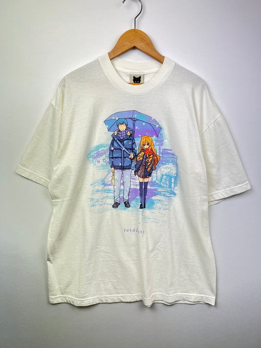 【中古美品】【メンズ】 PROJECT MORI プロジェクトモリ とらドラ！ S/S PRINT TEE USA製 ショートスリーブ プリント Tシャツ 半袖 トップス 146-260710-kk-03-hon サイズ：L カラー：ホワイト 万代Net店