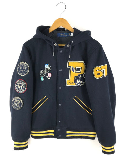 【中古品】【メンズ】 POLO RALPH LAUREN ポロ・ラルフローレン WOOL BLEND LETTERMAN JACKET ウールブレンド レターマンジャケット アウター 147-250412-hi-10-tag サイズ：M カラー：ネイビー 万代Net店