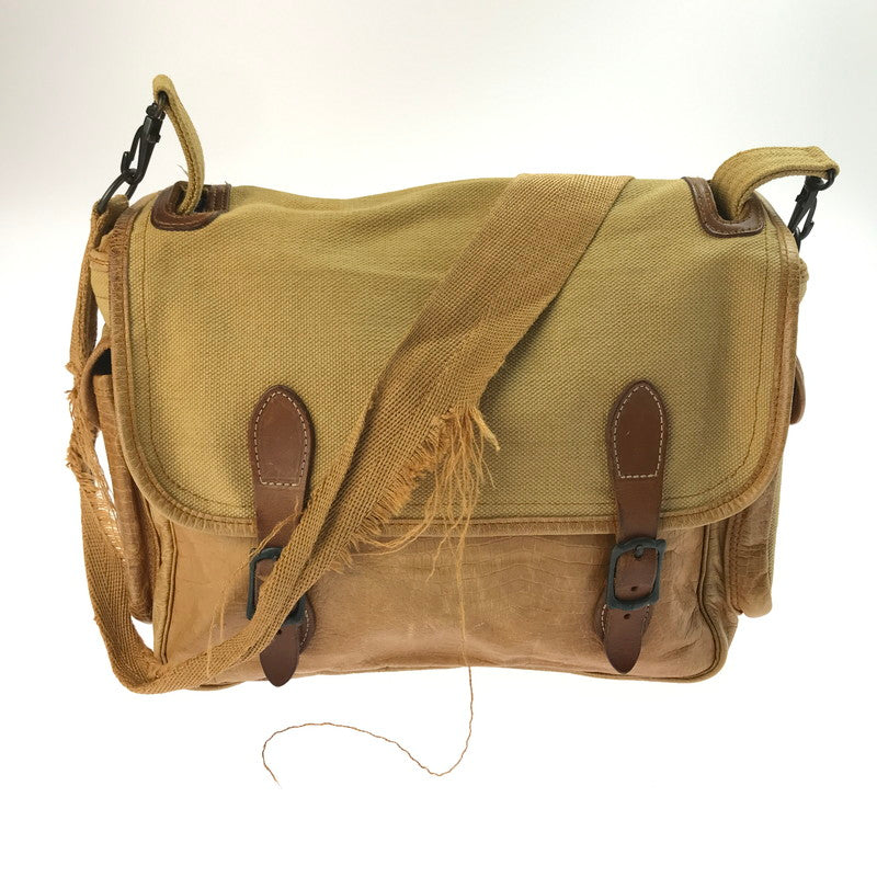 【ジャンク品】【メンズ】 LEATHER CANVAS FIELD BAG レザーキャンバス フィールドバッグ ショルダーバッグ カバン 188-250511-hi-12-tag カラー：イエロー/ブラウン系 万代Net店