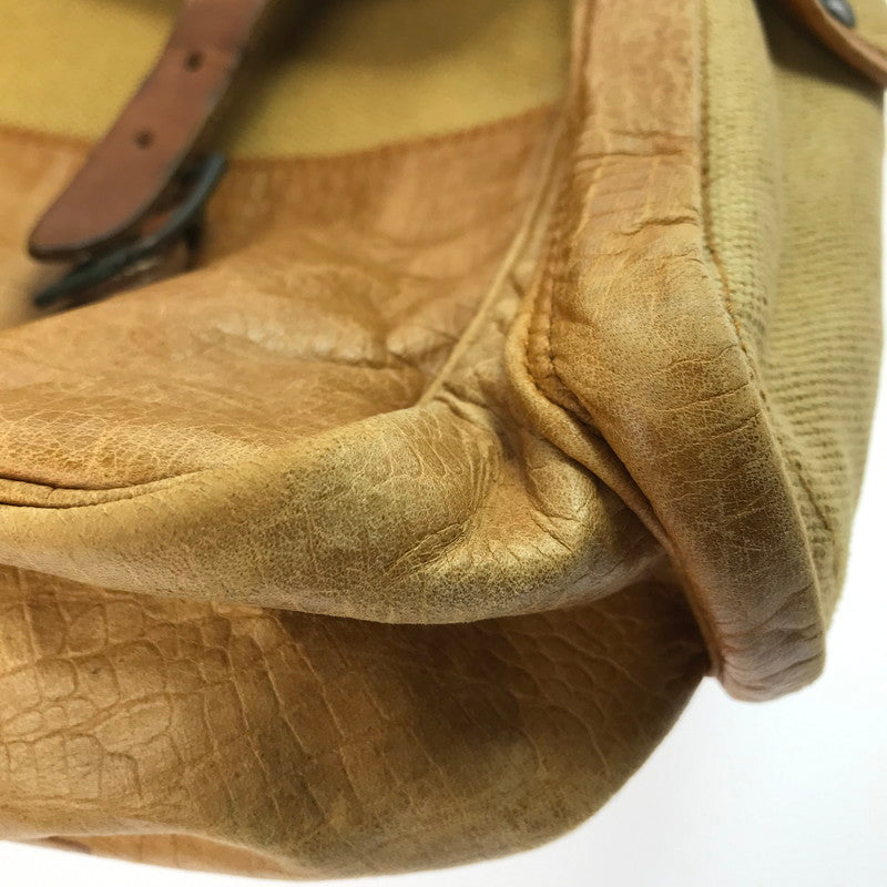 【ジャンク品】【メンズ】 LEATHER CANVAS FIELD BAG レザーキャンバス フィールドバッグ ショルダーバッグ カバン 188-250511-hi-12-tag カラー：イエロー/ブラウン系 万代Net店