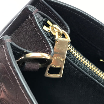 【現状渡し品】【レディース】 COACH コーチ 51728 SIGNATURE HAND BAG シグネチャー型押し ハンドバッグ 鞄 カバン 180-260704-ty-03-tagh カラー：ダークブラウン 万代Net店