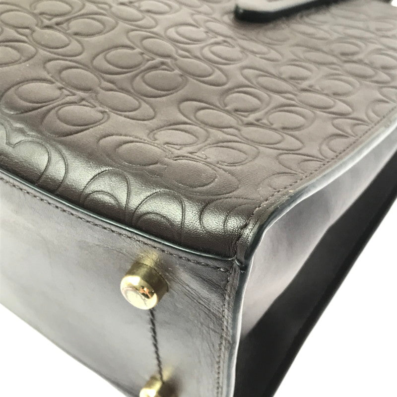 【現状渡し品】【レディース】 COACH コーチ 51728 SIGNATURE HAND BAG シグネチャー型押し ハンドバッグ 鞄 カバン 180-260704-ty-03-tagh カラー：ダークブラウン 万代Net店