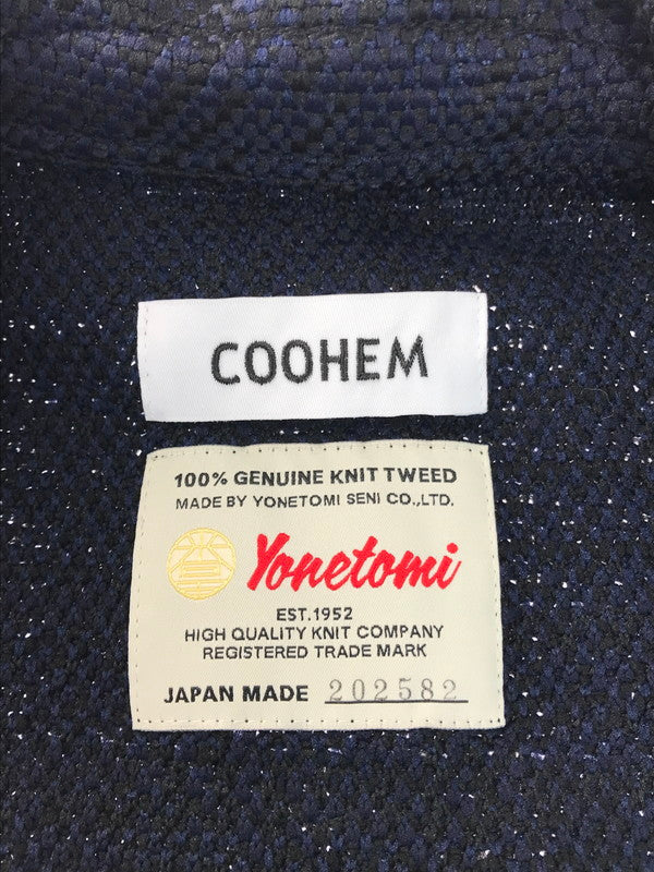【中古美品】【レディース】 COOHEM コーヘン TWEED JACKET 20-202-012 ツイードジャケット ライトアウター 168-250505-hi-08-tag サイズ：L カラー：ネイビー 万代Net店
