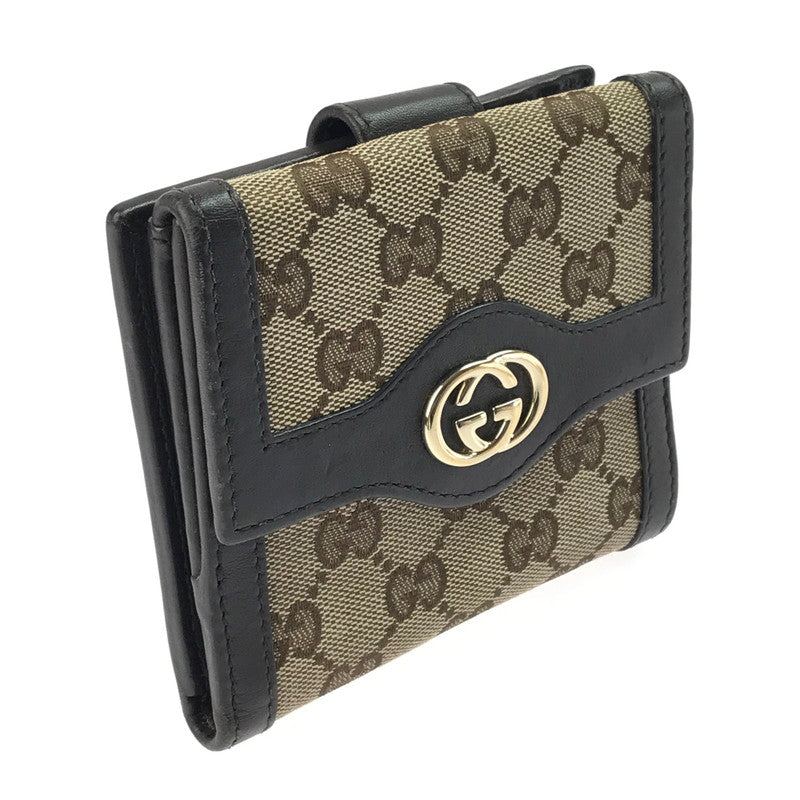 【中古品】【レディース】 GUCCI グッチ キャンバス シマ ショートウォレット 334457 二つ折り 財布 181-250425-yy-16-tag カラー：ベージュ 万代Net店