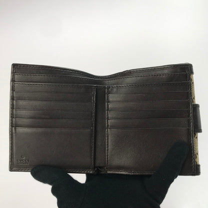 【中古品】【レディース】 GUCCI グッチ キャンバス シマ ショートウォレット 334457 二つ折り 財布 181-250425-yy-16-tag カラー：ベージュ 万代Net店